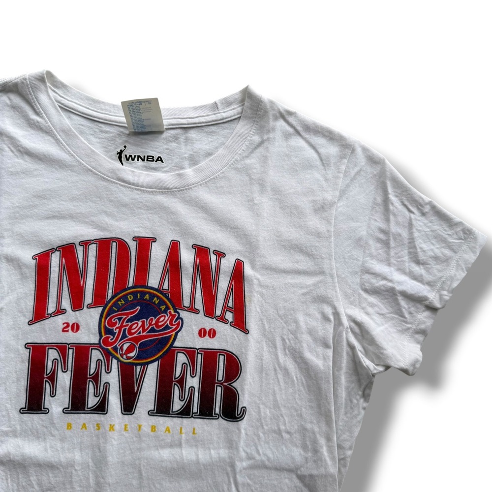 Port & Company WNBA Indiana Fever Basketball Graphic T-Shirt White Ladies Medium